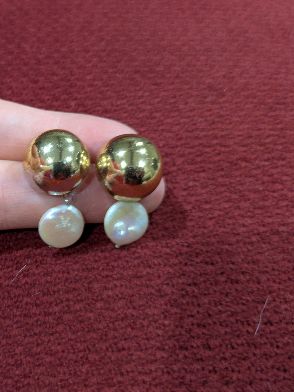 Chunky Gold Dome Baroque Coin Pearl Drop Earrings | Statement Dangles